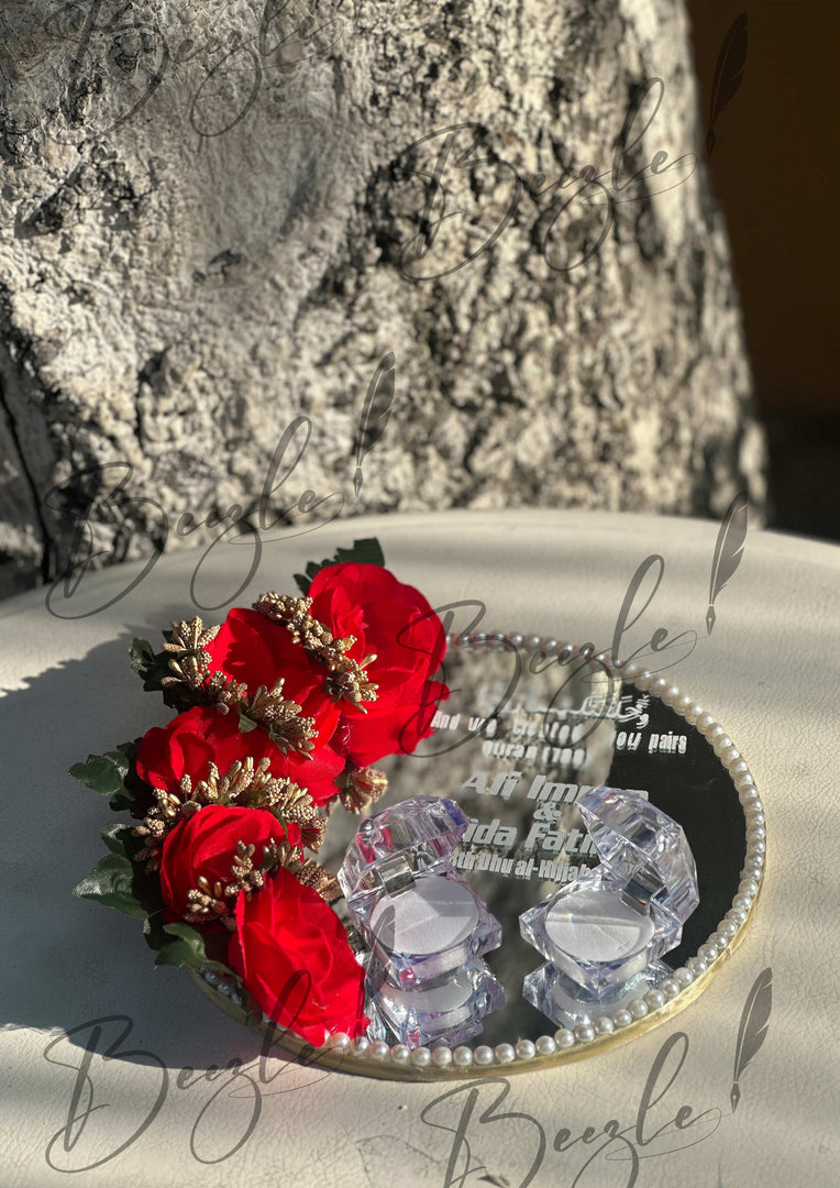 Nikkah Tray Decorated With Beautiful Red Flowers | NT-007