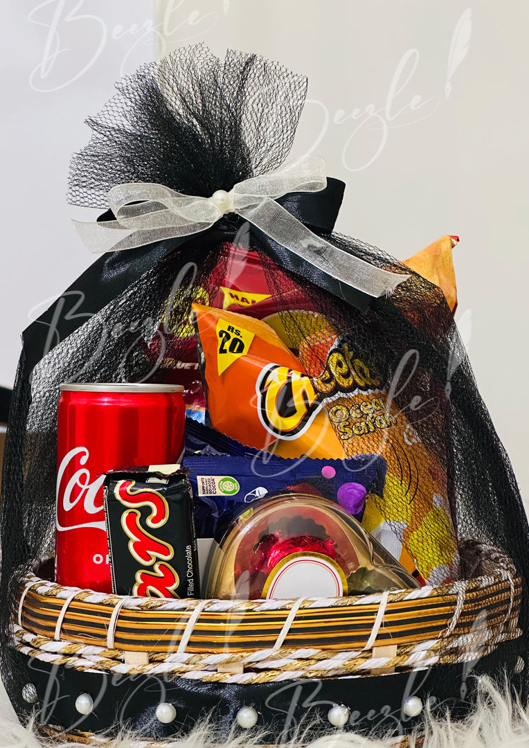 Black Themed Birthday Gift Basket | GB-037