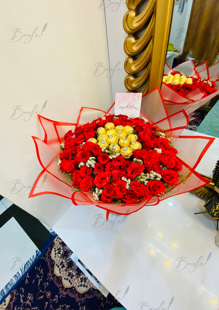 Rose & Ferrero Chocolate Flower Bouquet | BCG-100