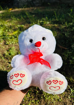 Load image into Gallery viewer, White Teddy Bear with Red Bow &amp; Heart Paws | GB-098
