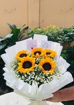 Load image into Gallery viewer, Sunflower Bouquet Wrapped in White | BCG-145
