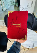 Load image into Gallery viewer, Personalized Red Nikah Booklet with Elegant Design | NB-010
