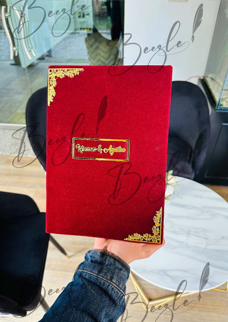 Personalized Red Nikah Booklet with Elegant Design | NB-010