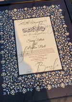 Load image into Gallery viewer, Luxury Black &amp; Blue Nikah Certificate with Stone Decoration | SNC-002
