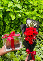 Load image into Gallery viewer, Sweet Red Rose Bouquet with Brownie Box Gift Set | GDEL-116
