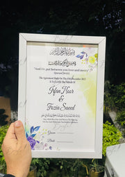 Nikah Certificate With Customized Name, Arabic Ayat, and Signature Line | NC-024