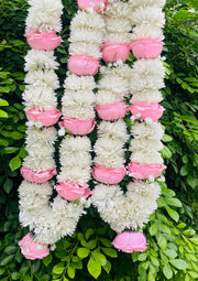 Elegant White Garlands with Pink Rose Touches | MA-003