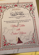 Load image into Gallery viewer, Luxury Bleach White &amp; Red Nikah Certificate with Stone Decoration | SNC-003
