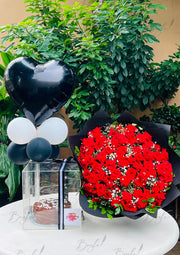 Red Rose Bouquet & Cake Balloon Gift Combo | GDEL-114