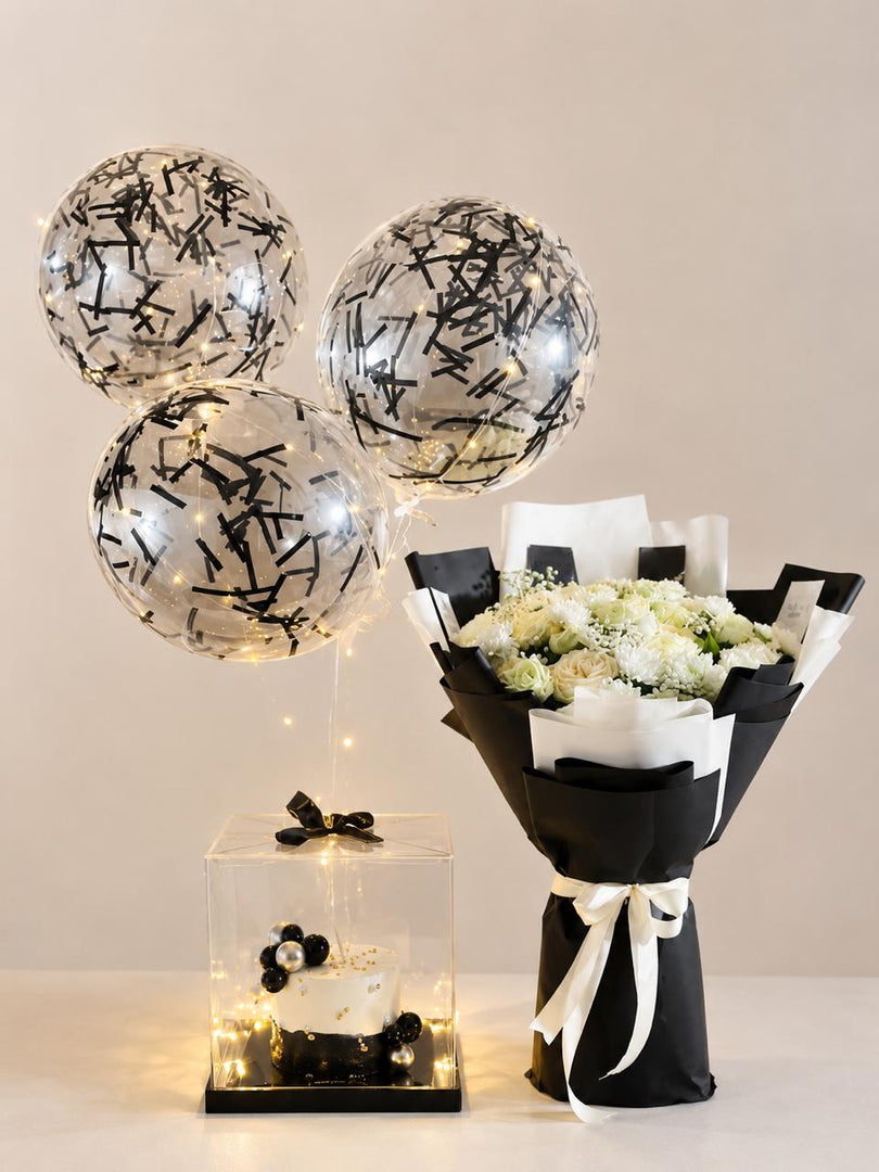 Elegant White Flower Bouquet Gift Set | GDEL-487