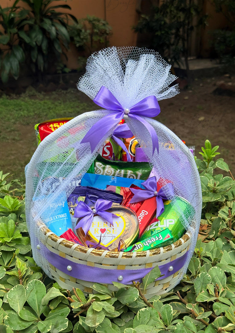 Purple Theme Snack Basket with Chocolates & Treats | GB-176