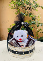 Load image into Gallery viewer, Black Teddy &amp; Chocolate Gift Basket | GB-135
