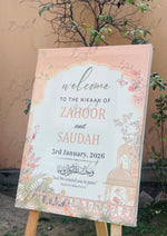 Load image into Gallery viewer, Personalised Nikkah Welcome Board – Elegant Design | WWB-016