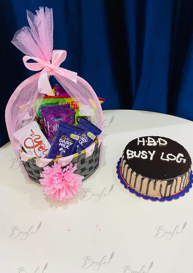 Fun Birthday Basket with Chocolates & Cake | GDEL-069