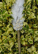 Load image into Gallery viewer, The Attractive Nikah Pen Decorated With Pearls &amp; Feather | PEN-43
