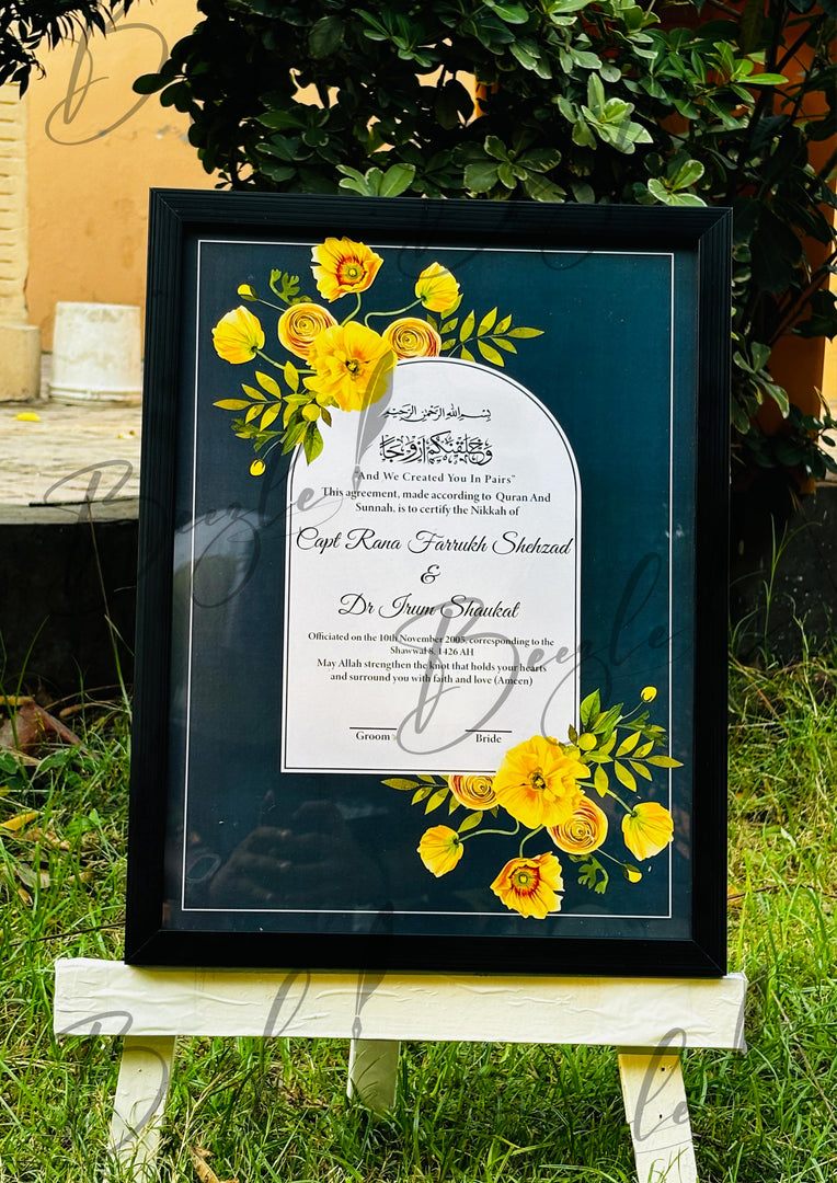 Nikkah Certificate with Dark Blue Attractive Design | NC-095