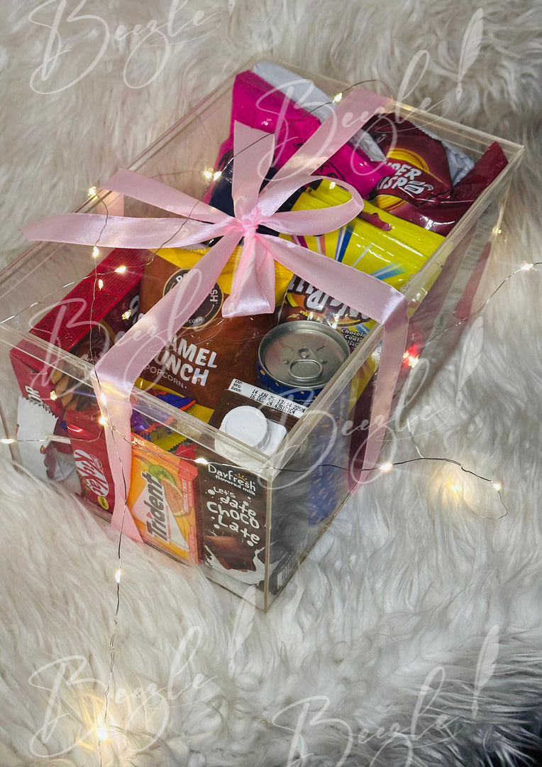 Charming Snack Delight Box with Pink Ribbon | GBO-031