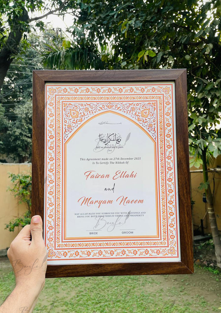 Customized Premium Nikah Certificate With Classic Design | NC-008