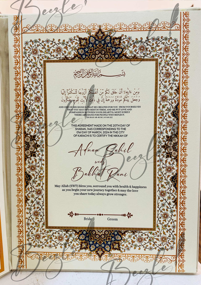 The Attractive Nikkah Booklet With Nikah Thumb Impression & Nikah Certificate | NB-011