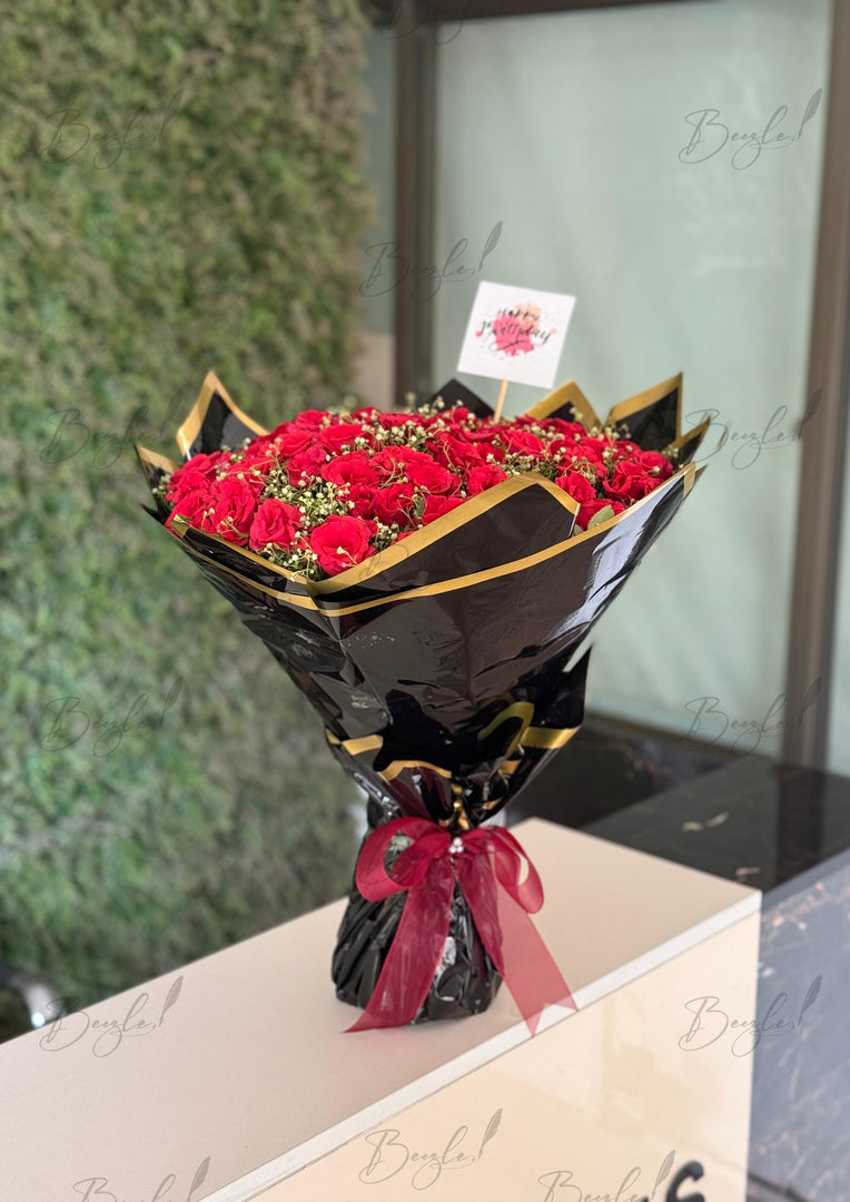 Red Rose Bouquet with Personalised Card | BCG-104