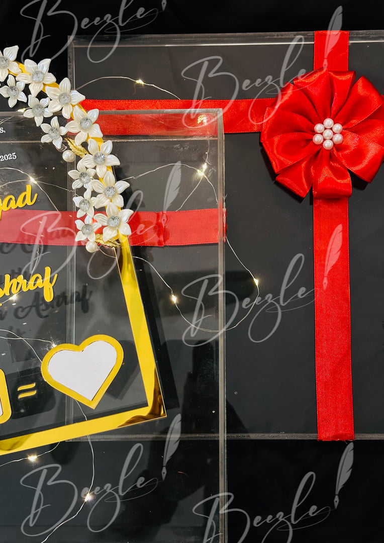 Acrylic Nikah Thumb Board in Elegant Gift Box with Red Ribbon | NAF-023