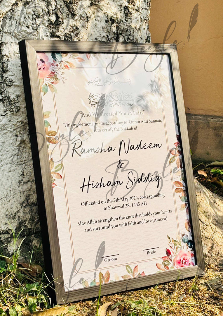 Customized Nikah Certificate With Printed Name | NC-124