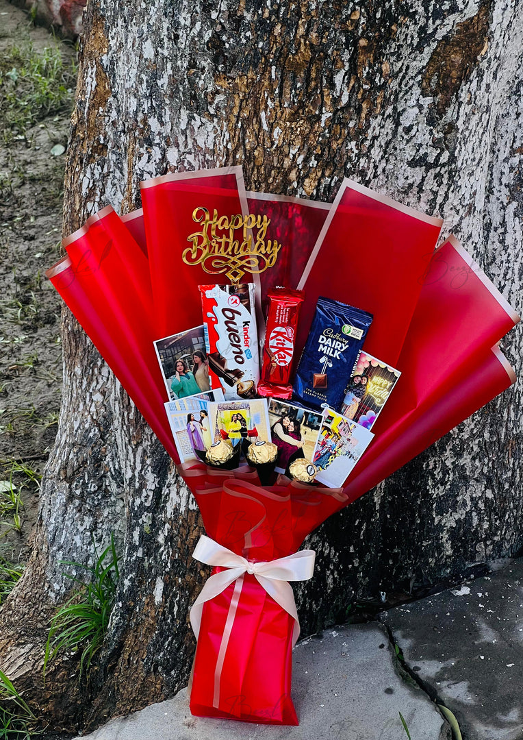 Personalized Bride to Be Chocolate Gift Bouquet with Photos | BCG-021