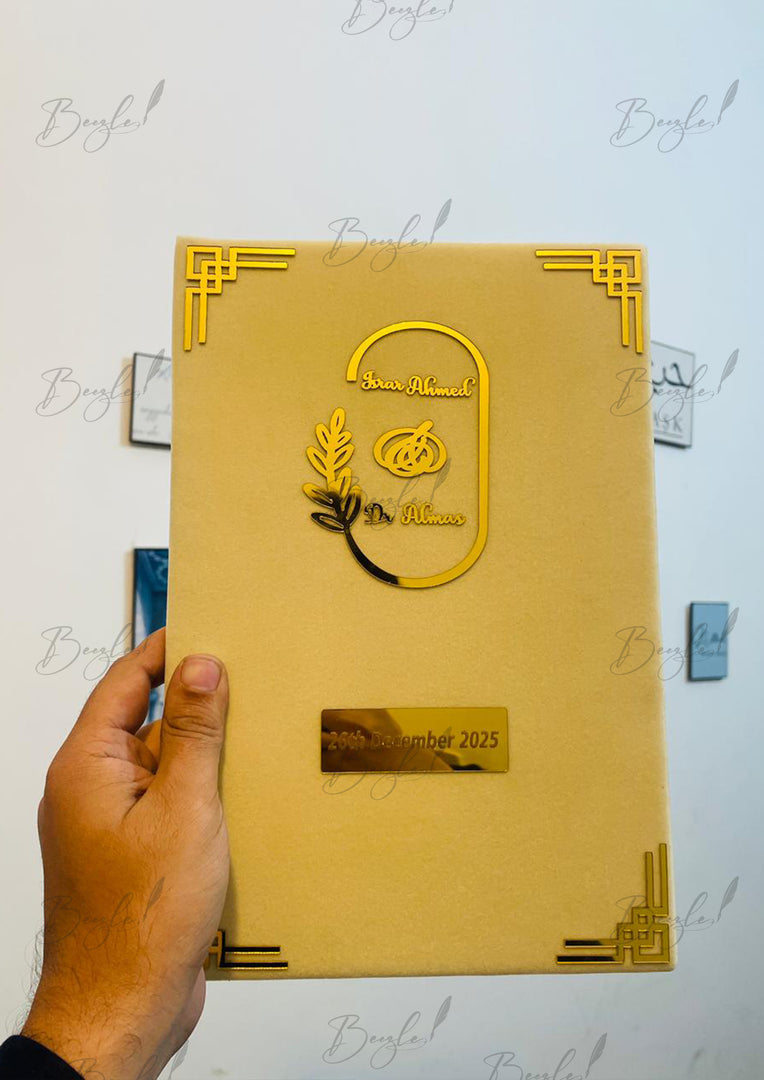 The Nikkah Booklet With Customized Golden Name & Attractive Design | NB-019