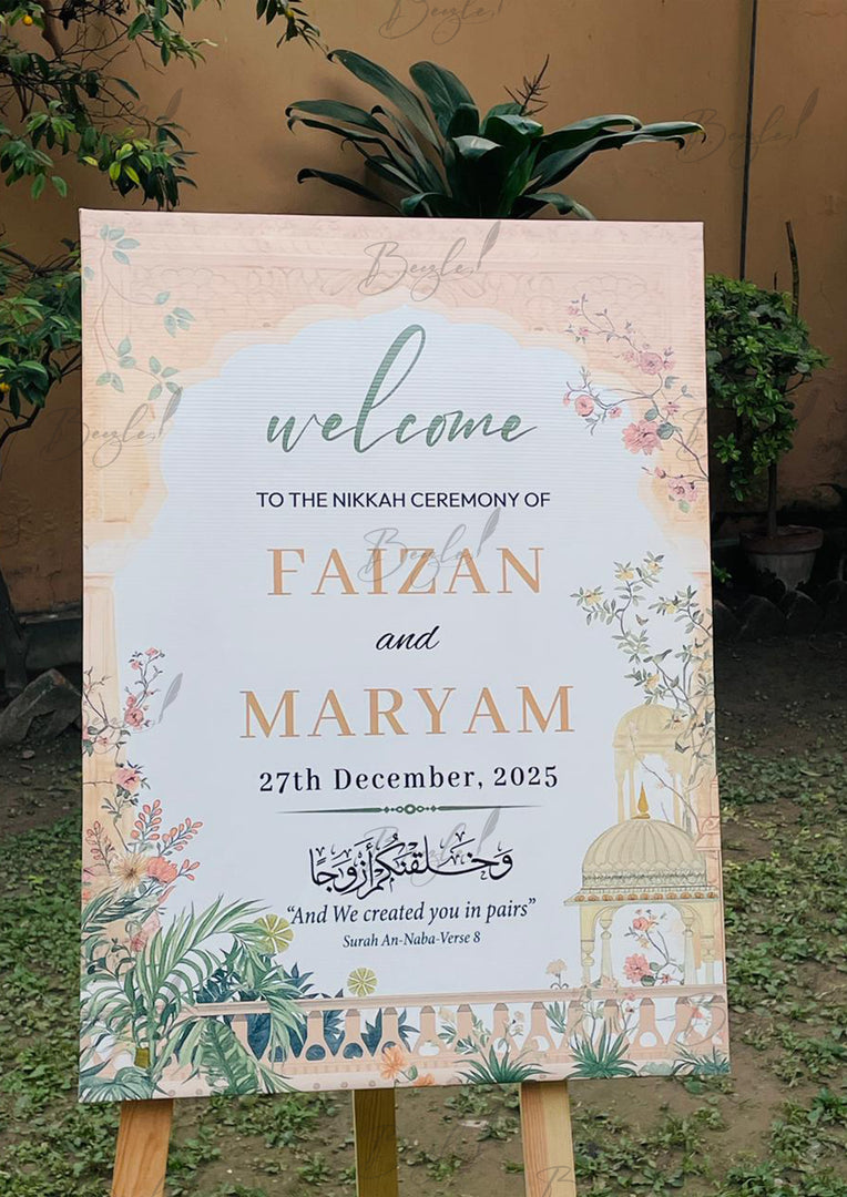 Personalised Nikkah Welcome Board – Elegant Design | WWB-016