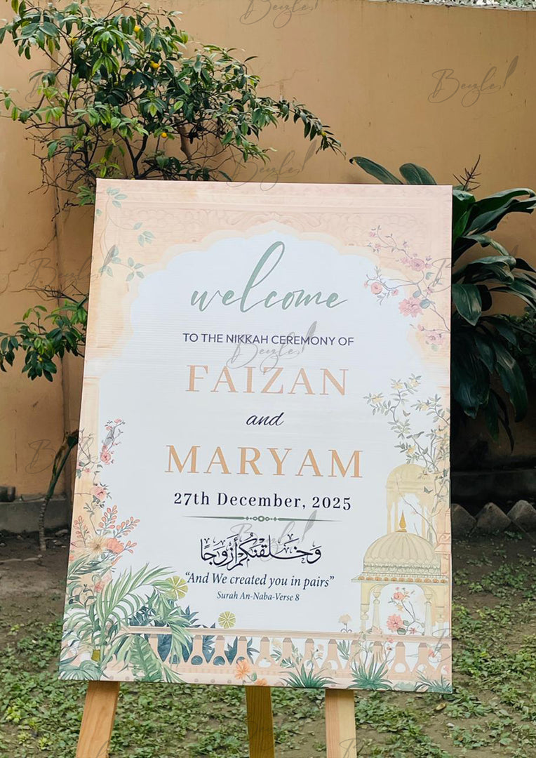 Personalised Nikkah Welcome Board – Elegant Design | WWB-016
