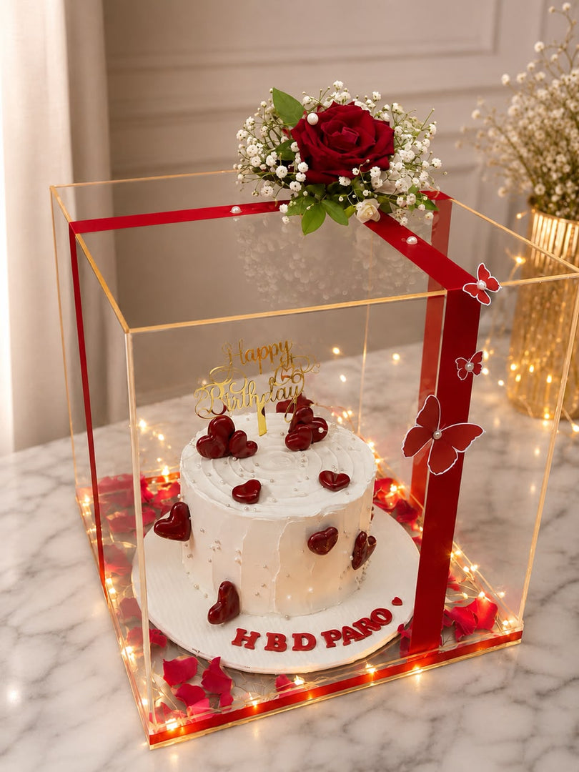 Crimson Romance Cake Box | Custom Birthday Cake Delivery