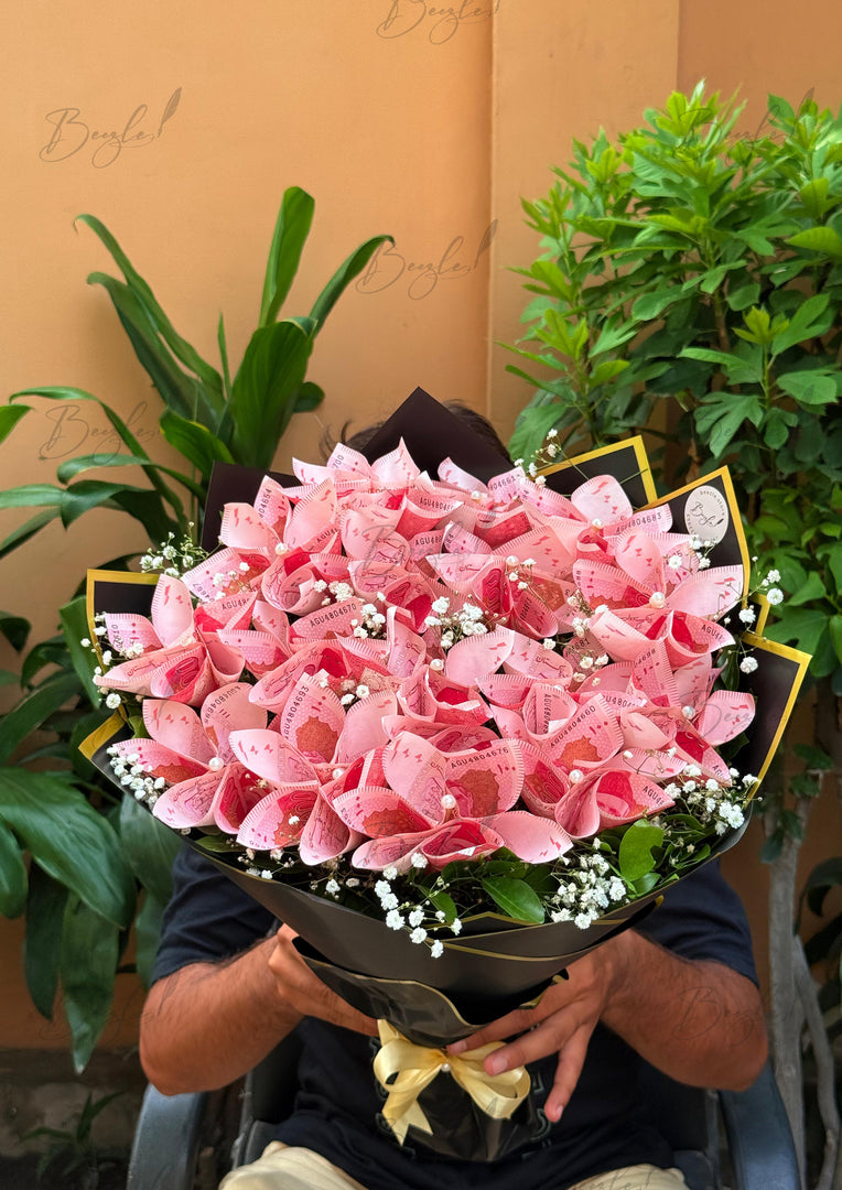 100 Rupee Note Flower Bouquet | BCG-162