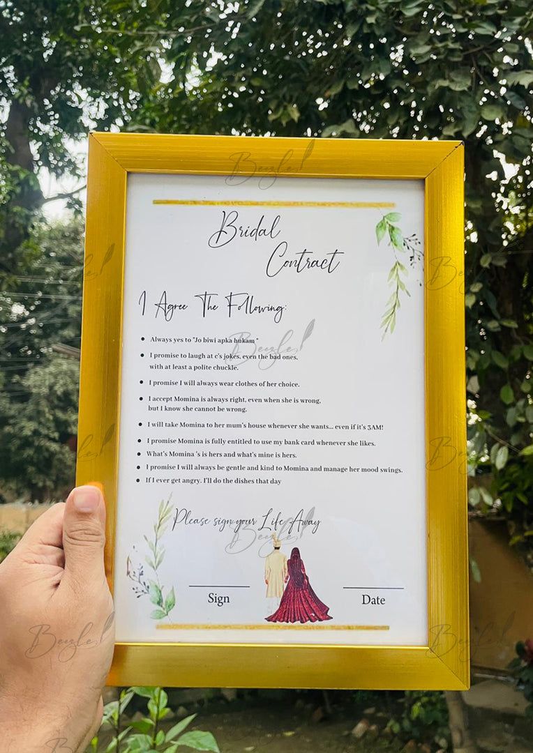 Wedding Bridal Contract With Golden Design | BC-006