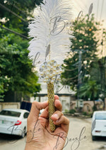 Load image into Gallery viewer, The Attractive Nikah Pen Decorated With Pearls &amp; Feather | PEN-43
