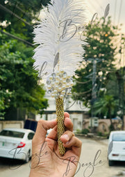 The Attractive Nikah Pen Decorated With Pearls & Feather | PEN-43