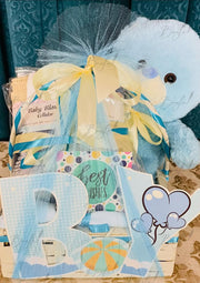 Baby Boy Gift Basket with Teddy Bear & Baby Essentials | GB-105