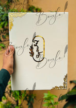 Load image into Gallery viewer, Graceful White and Golden Nikkah Booklet with Thumb Impression Design | NB-013
