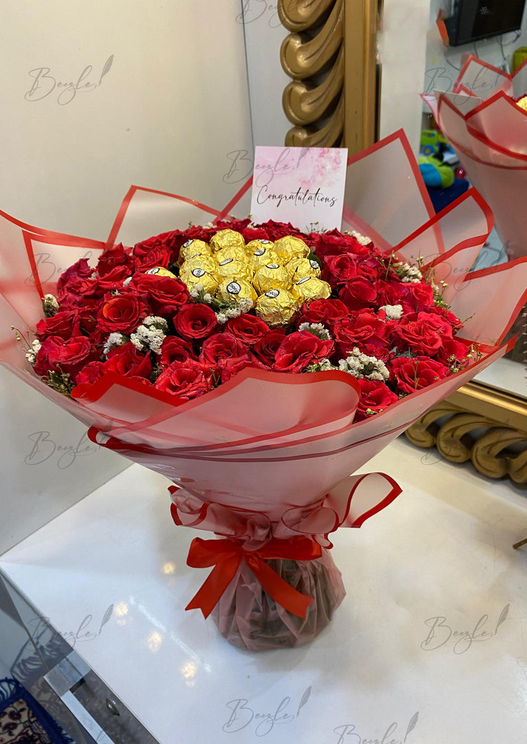 Rose & Ferrero Chocolate Flower Bouquet | BCG-100