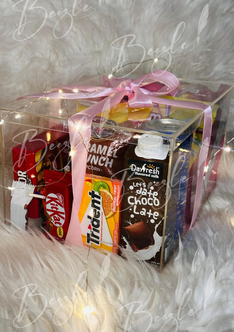 Charming Snack Delight Box with Pink Ribbon | GBO-031