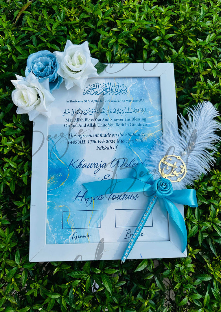 Floral Nikah Certificate and Qubool Hai Nikah Pen | DEL-019