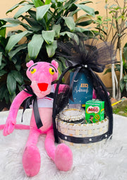 Pink Panther Plush & Eid Basket Combo | GB-088