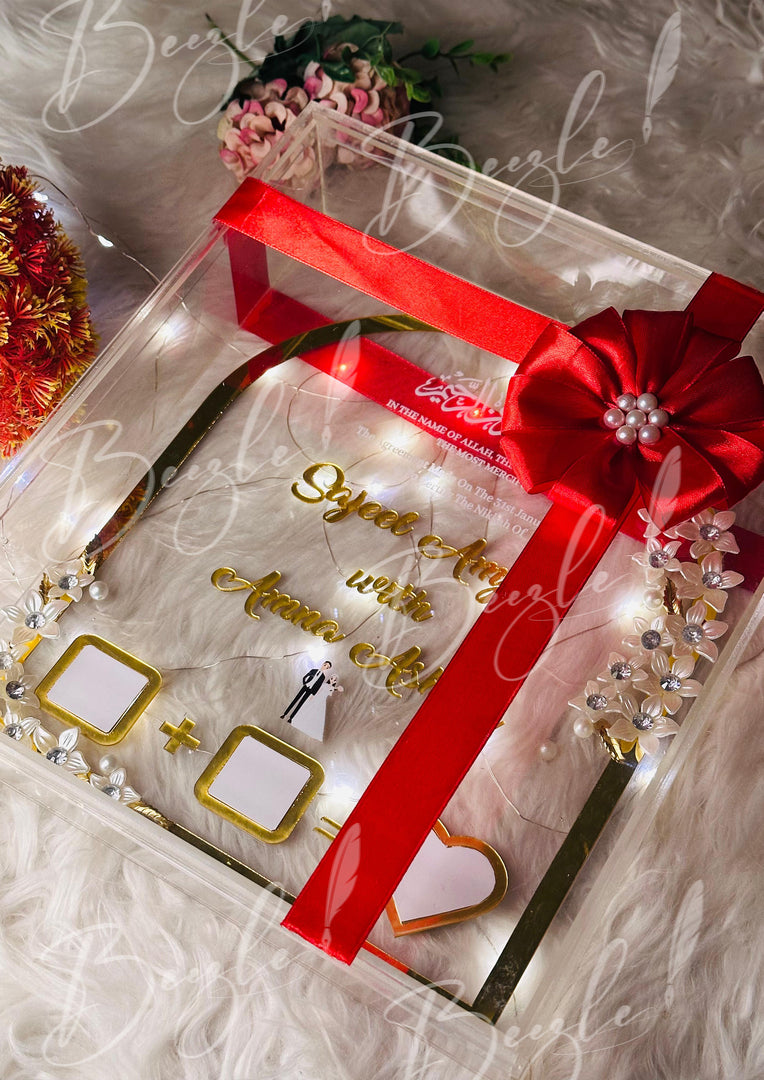 Acrylic Nikah Thumb Board in Elegant Gift Box with Red Ribbon | NAF-023