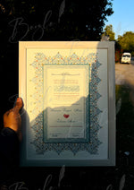 Load image into Gallery viewer, Luxury Blue &amp; Clay Ash Nikah Certificate with Stone Decoration | SNC-006
