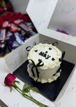 Load image into Gallery viewer, Custom White Cake with Black Ribbons | GC-039
