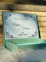 Load image into Gallery viewer, Eye Catchy Green Nikah Booklet Box with Personalized Couple Details | BOX-012
