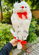 Load image into Gallery viewer, White Plush Bear Bouquet | TD-025