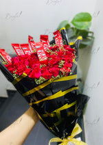 Load image into Gallery viewer, KitKat and Red Roses Gift Bouquet | BCG-109
