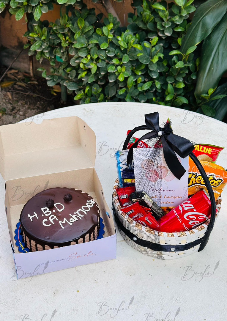 Birthday Cake & Snack Basket Gift Combo | GC-064