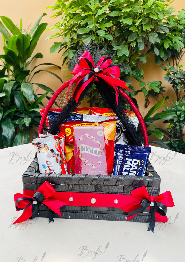 Snack Basket Gift – Red & Black Themed | GB-185