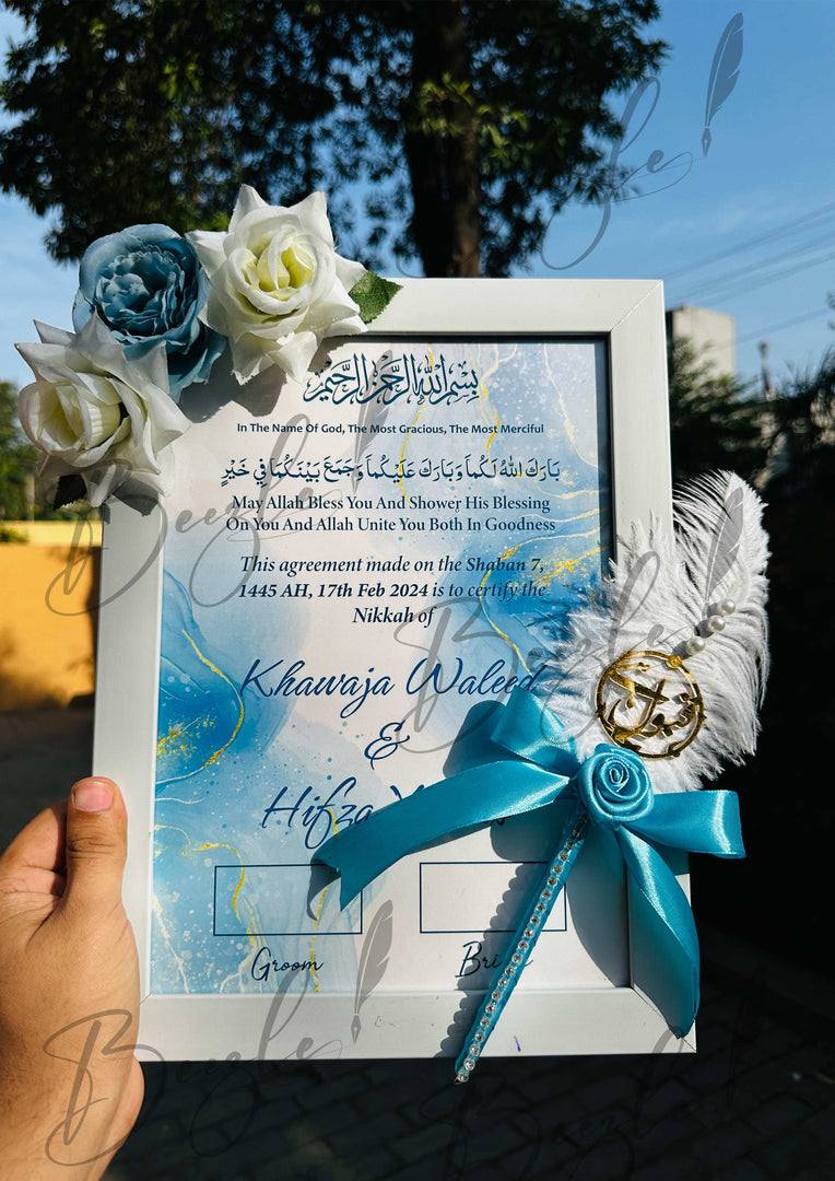 Floral Nikah Certificate and Qubool Hai Nikah Pen | DEL-019